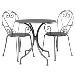 Charles Bentley 3 Piece Shabby Chic Bistro Set - Grey